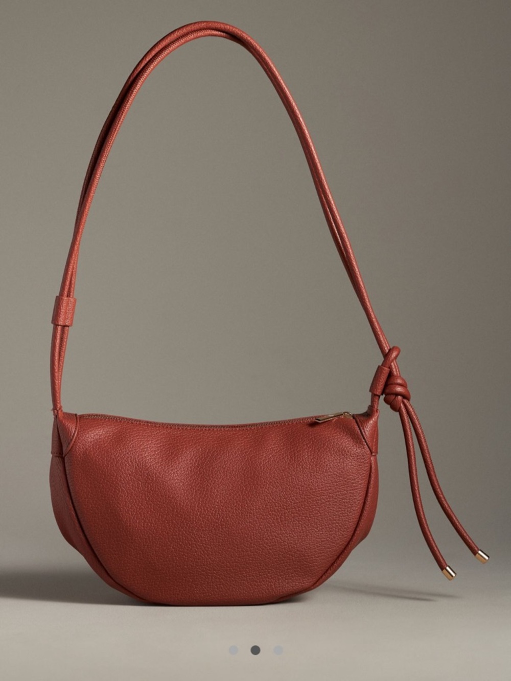 Pebbled Shoulder Bag with Knot Detail in Rust Brown - Picture 3 of 7